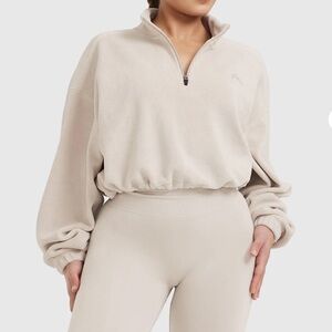 NWT Oner Active FLEECE OVERSIZED CROP 1/2 ZIP SWEATSHIRT